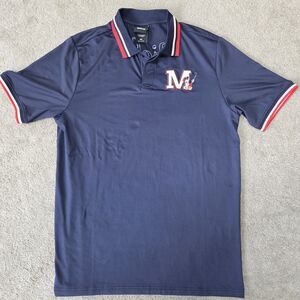 Disney Men's Mickey Mouse Collegiate Short Sleeve Navy Golf Polo Shirt Size L